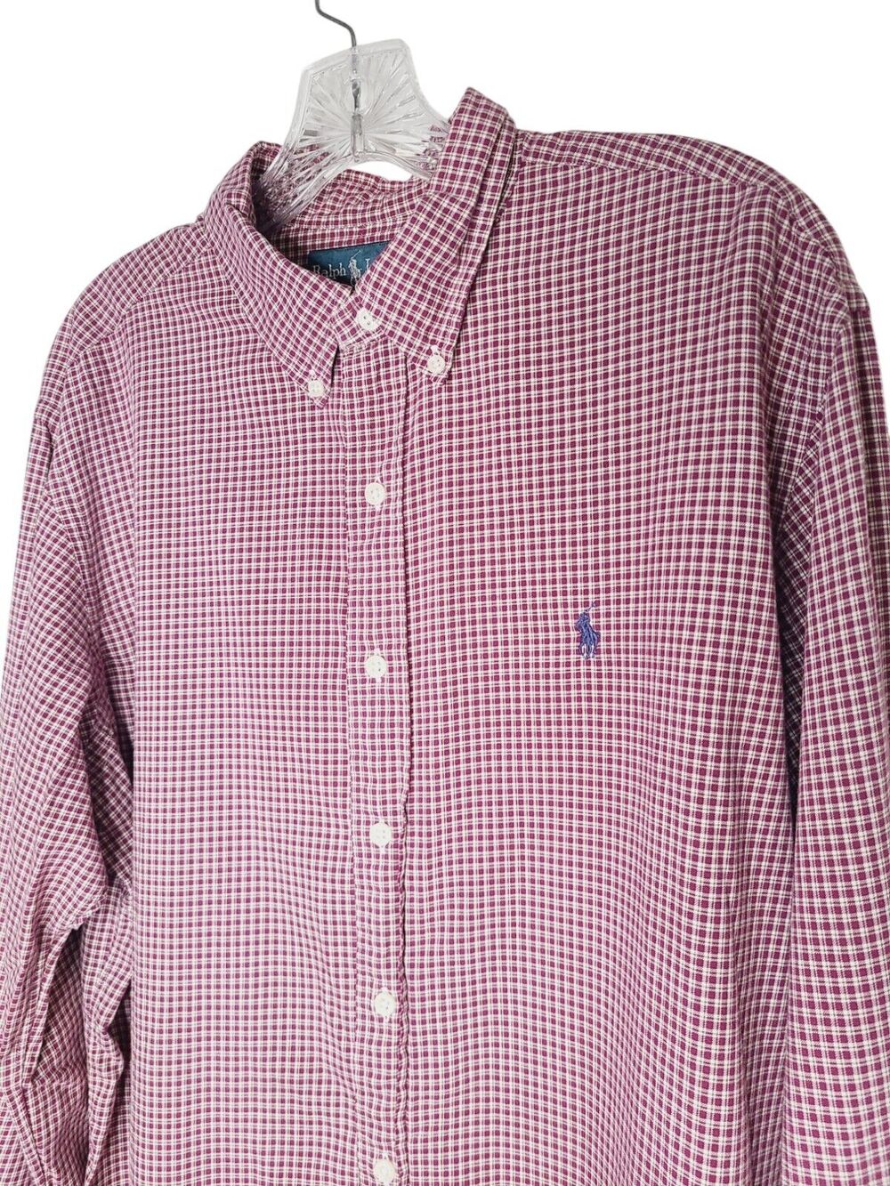 Ralph Lauren Mens XL Classic Fit Button-Down Long Sleeve Maroon Plaid Shirt